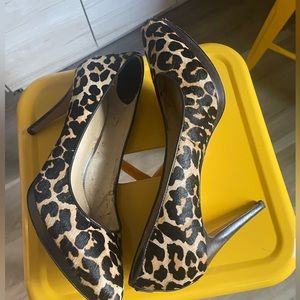 Coach Giovanna Pointed Toe Calfhair Leopard Stiletto Pumps